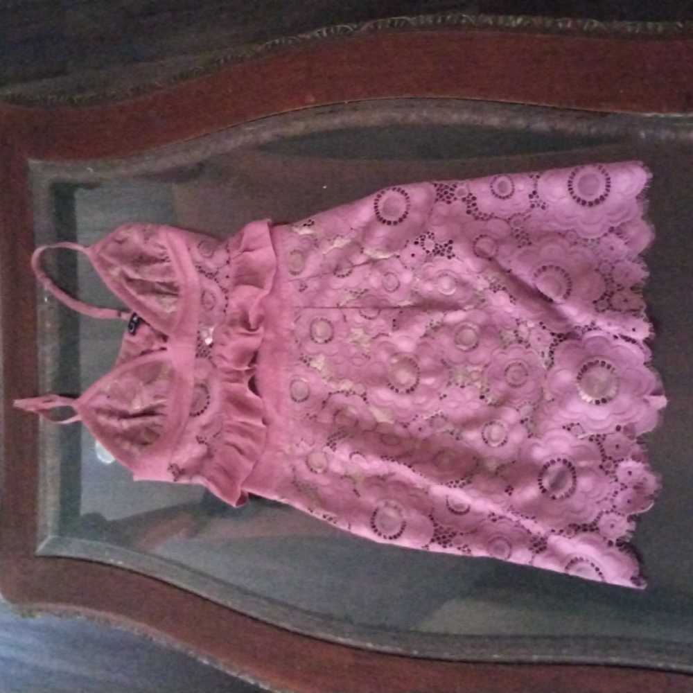 Pink tank top with skirt , two piece set